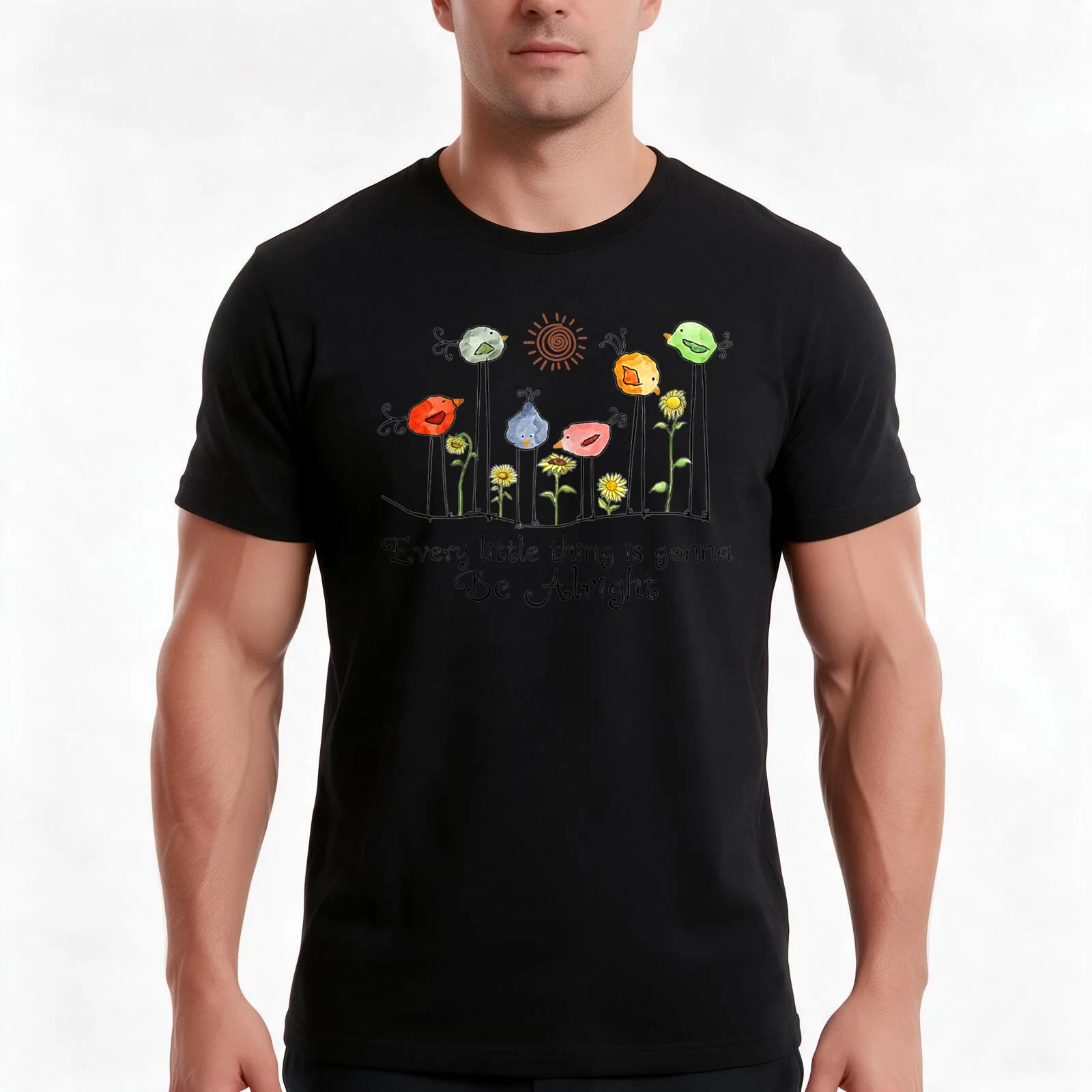 Every Little Thing Is Gonna Be Alright T-Shirt, Summer Casual Cotton Tee, Oversized Streetwear Tops, Vintage Graphic Print