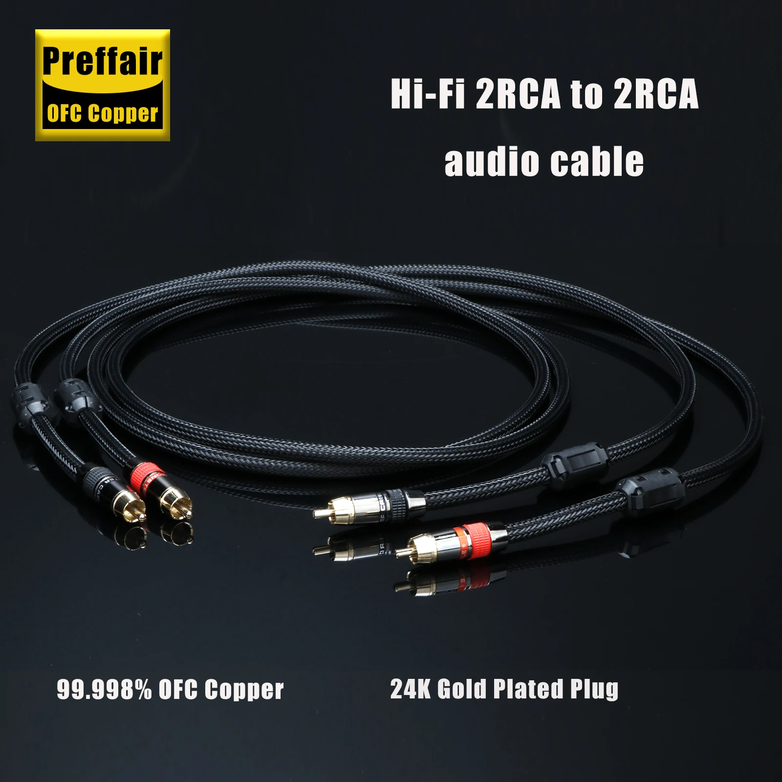2RCA-Kabel, versilbertes Verbindungskabel für Lautsprecherbox, HDTV, TV, DVD, Verstärker – Detail 2