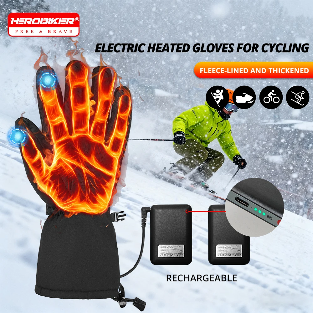 

Rechargeable Thermal Motorcycle Gloves for Men Women Electric Heated Gloves Touch Screen Waterproof Motorbike Play Skiing Riding