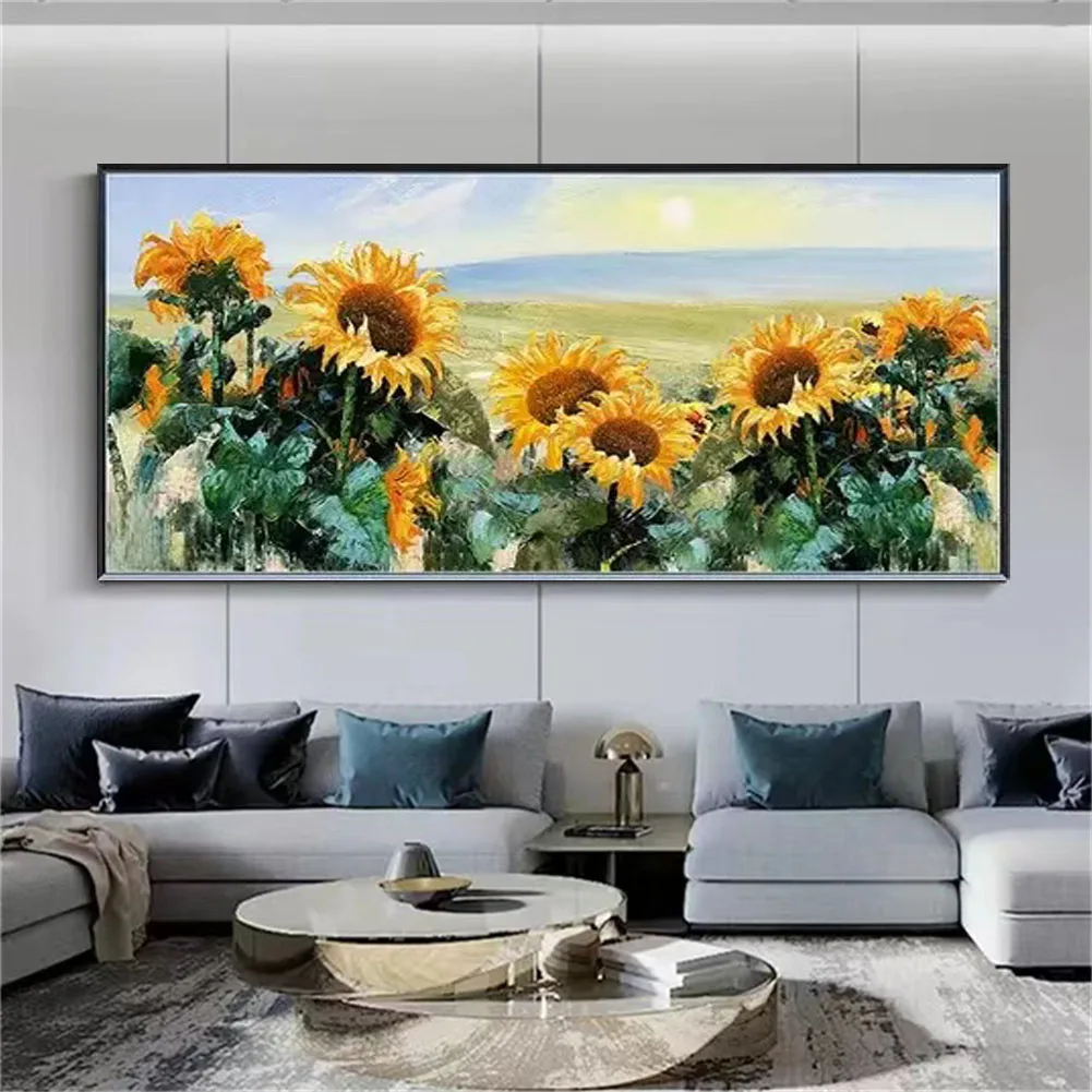 

100% Hand-Painted Large Flowers Oil Painting Modern Abstract Knife Canvas Poster Decor Living Room Wall Art Picture For Home