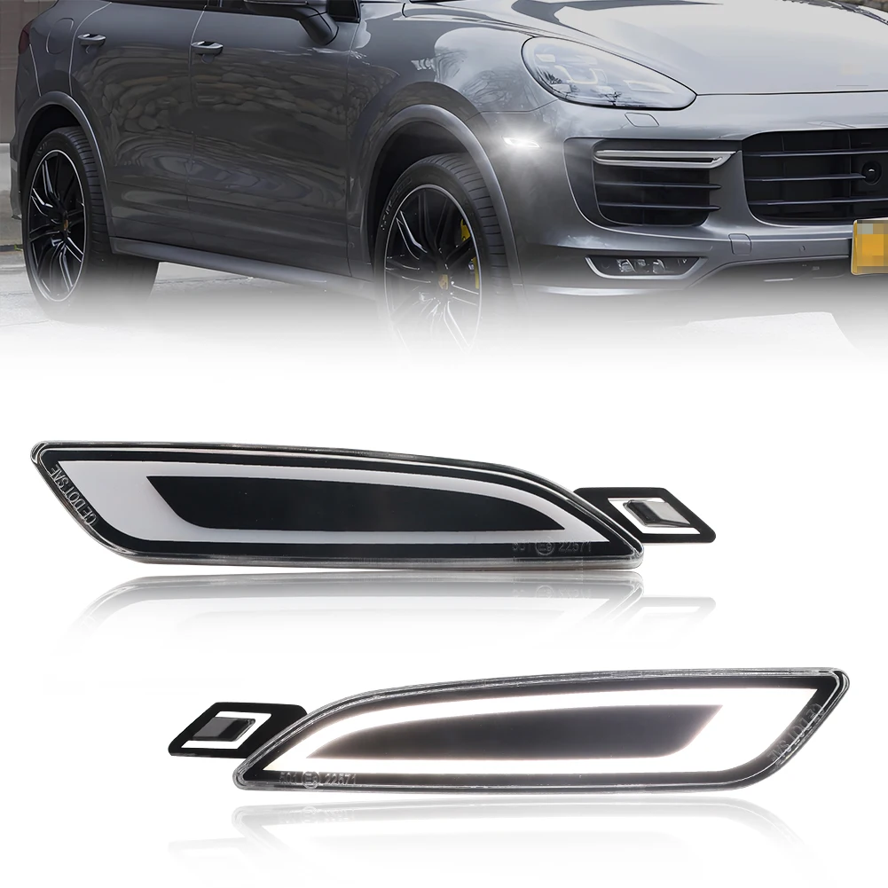 

2 шт. передний бампер, крыло, боковой габаритный фонарь, отражатель указателя поворота со светодиодом для 2015 2016 2017 2018 Porsche Cayenne