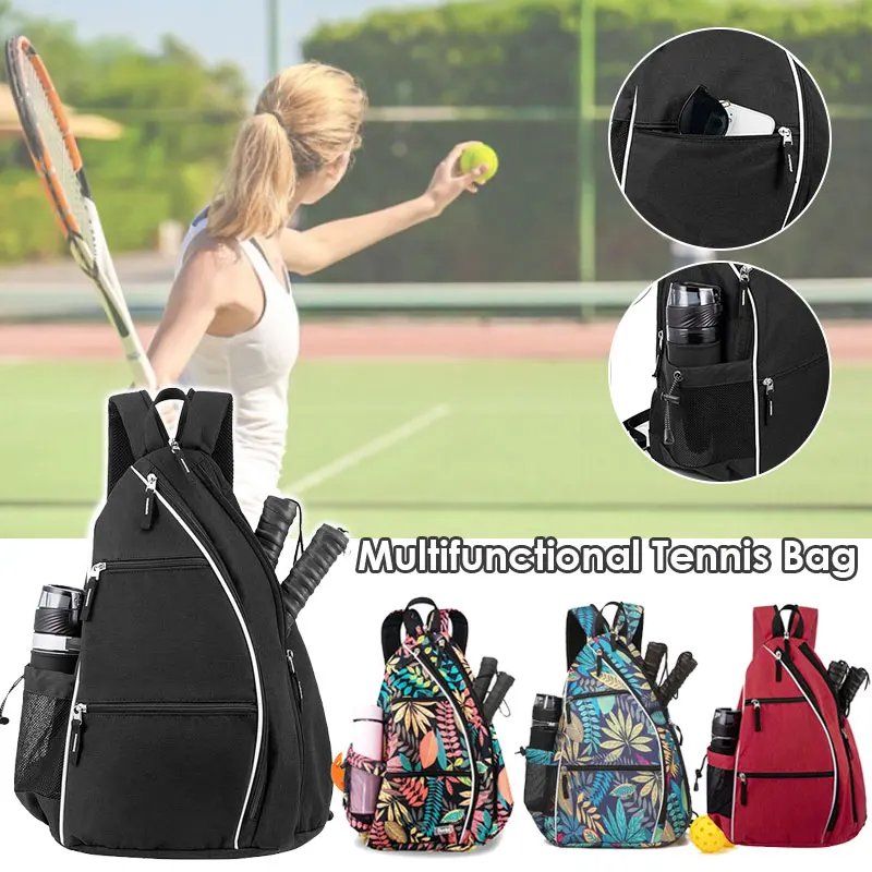 

Unisex Backpack Adjustable Racquet Holder for Tennis/Racquetball, Water-Resistant Travel Sports Bag Ventilated Pocket