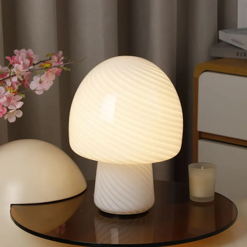 2026 French Cream Style Decorative Atmosphere Mushroom Sleep Night Light Bedroom Bedside Table Lamp Cute Gift For Girls