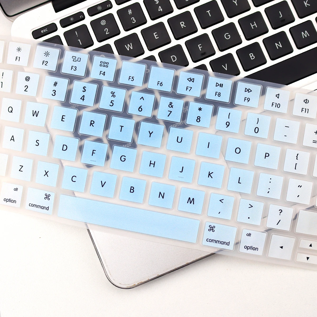 English & Spanish Keyboard Cover US Layout for Apple Magic Keyboard 1 2 A1644 MLA22L/A 2015 2016, Misty Light Blue,Soft Touch