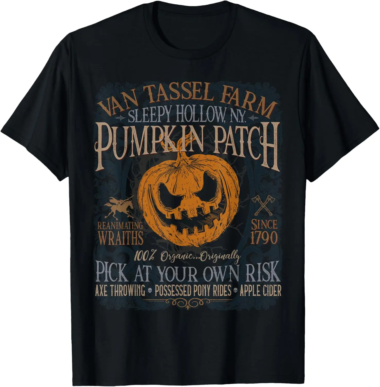 Sleepy Hollow Pumpkin Picking Farm Funny Halloween T-Shirt
