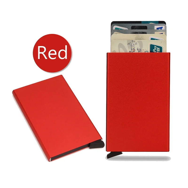 Vystitis kaarthouder Slanke Rfid Business Credit Bankkaarthouder Portemonnee Automatische pop-up metalen behuizing Minimalistische portefeuilles voor heren Dames