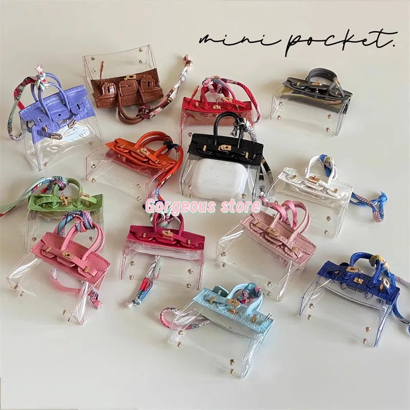 Car Key Bag Mini Pendant Transparent Platinum Bag Hanging Decoration Exquisite Decoration Headphone Bag Pendant Car Hanging