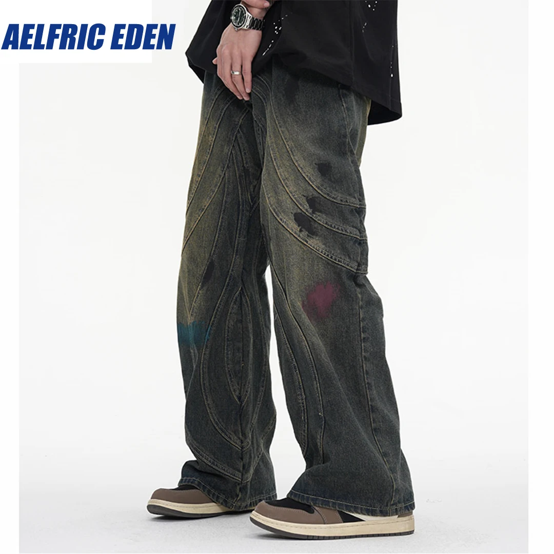 

Aelfric Eden Baggy Denim Pant 2023 Streetwear Vintage Jeans Men Harajuku Retro Striped Hip Hop Pants Jogger Cotton Denim Jeans