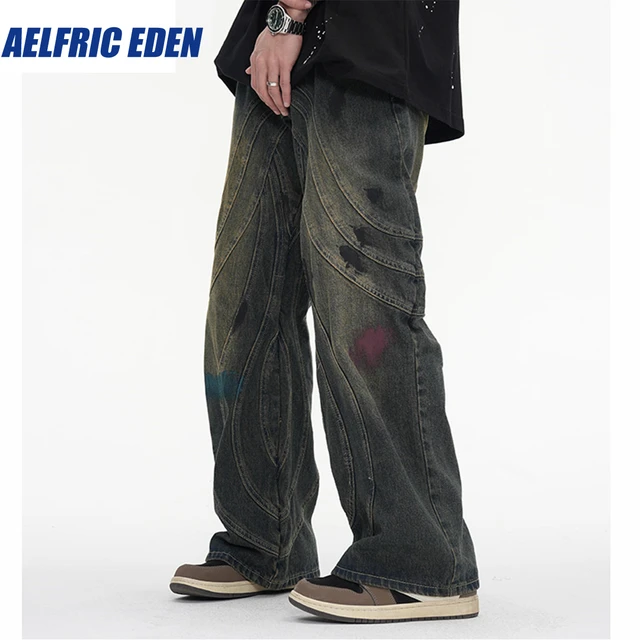 Aelfric Eden Baggy Denim Pant 2023 Streetwear Vintage Jeans Men Harajuku Retro Striped Hip Hop Pants Jogger Cotton Denim Jeans AliExpress