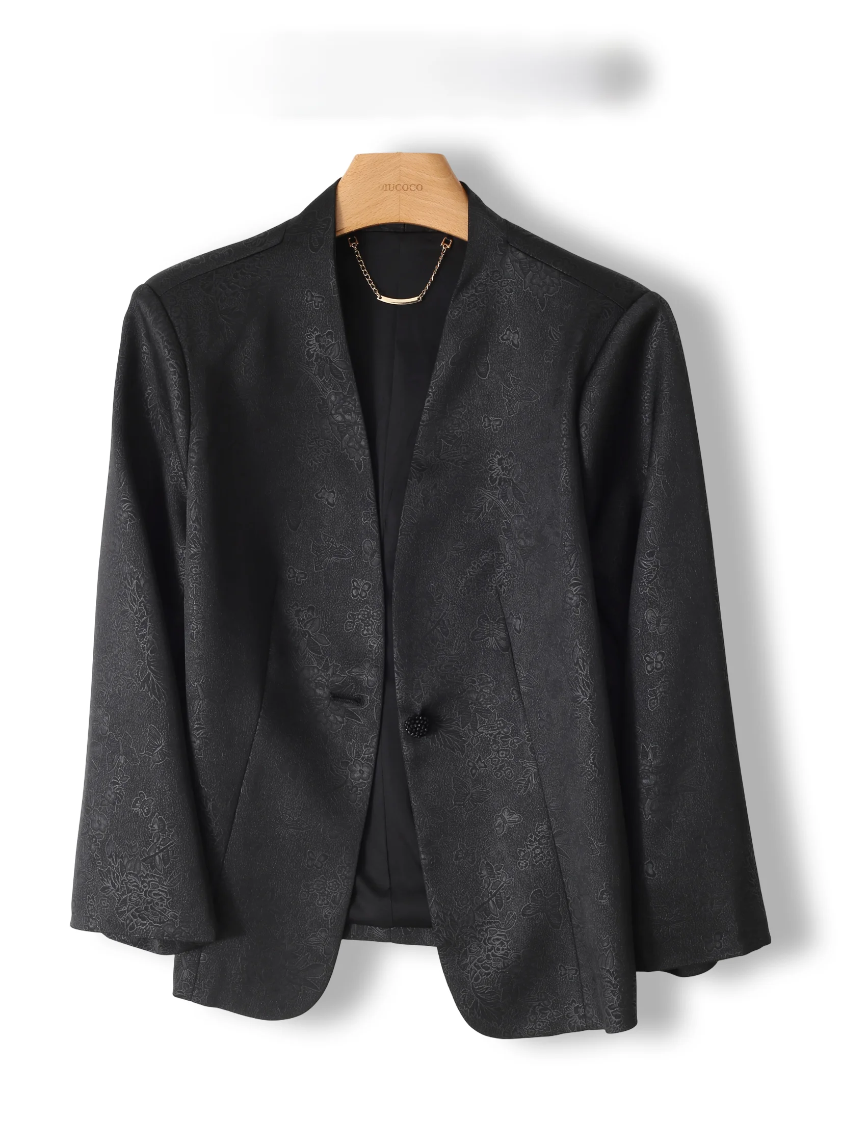 Elegant One-Button V-Neck Suit Jacket Women's Fashionable Casual Shirt Chinese Style High-Quality Material Long Sleeve