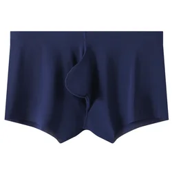 Ice Silk Underwear Men Traceless Flat Corner Pants Breathable Gun Egg Separation Quick Drying Quadrangle Pants Solid Color Pants