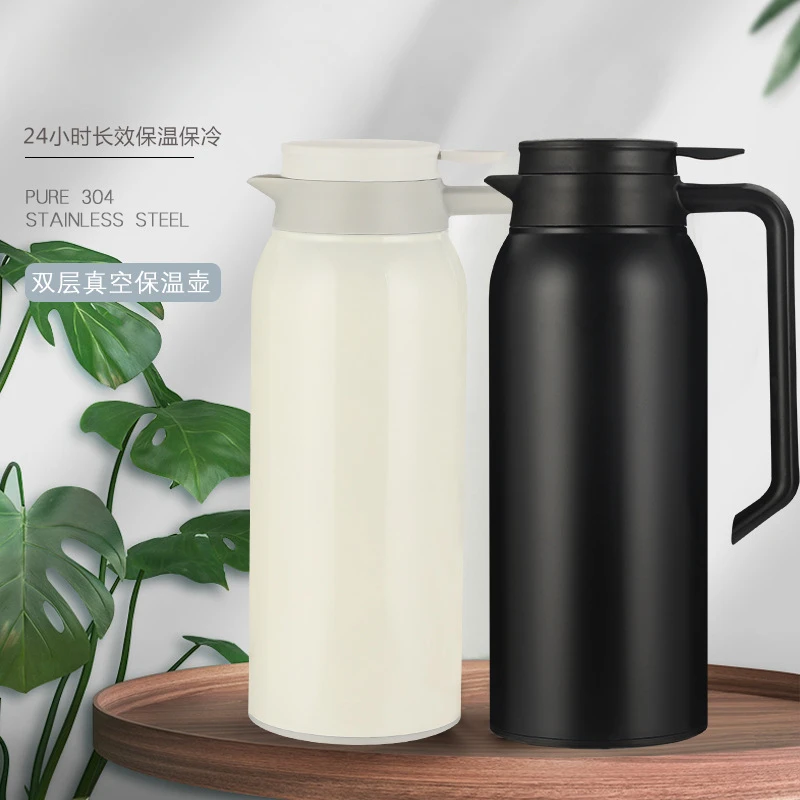 

1500ml Stainless Steel Double-layer Vacuum Water Pots Insulated White Large Capacity Portable Thermal Water Bottles with Handle