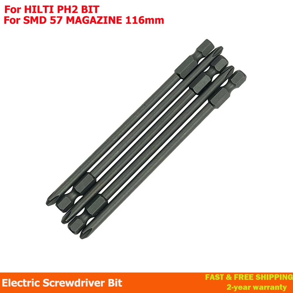 5/10Pcs Long 116mm Magnetic Cross Head PH2 Electric Screwdriver Bit FOR HILTI PH2 BIT FOR SMD 57 MAGAZINE