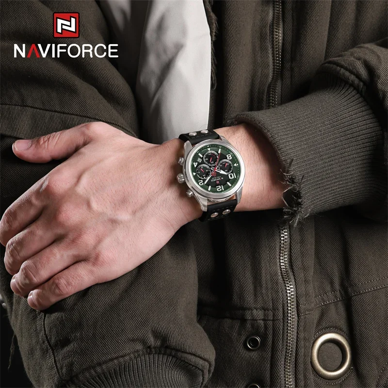 Relógios impermeáveis dos homens NAVIFORCE, Multi-funcional safira luminosa, aço inoxidável Eco-Drive relógios de pulso, marca original, 2023