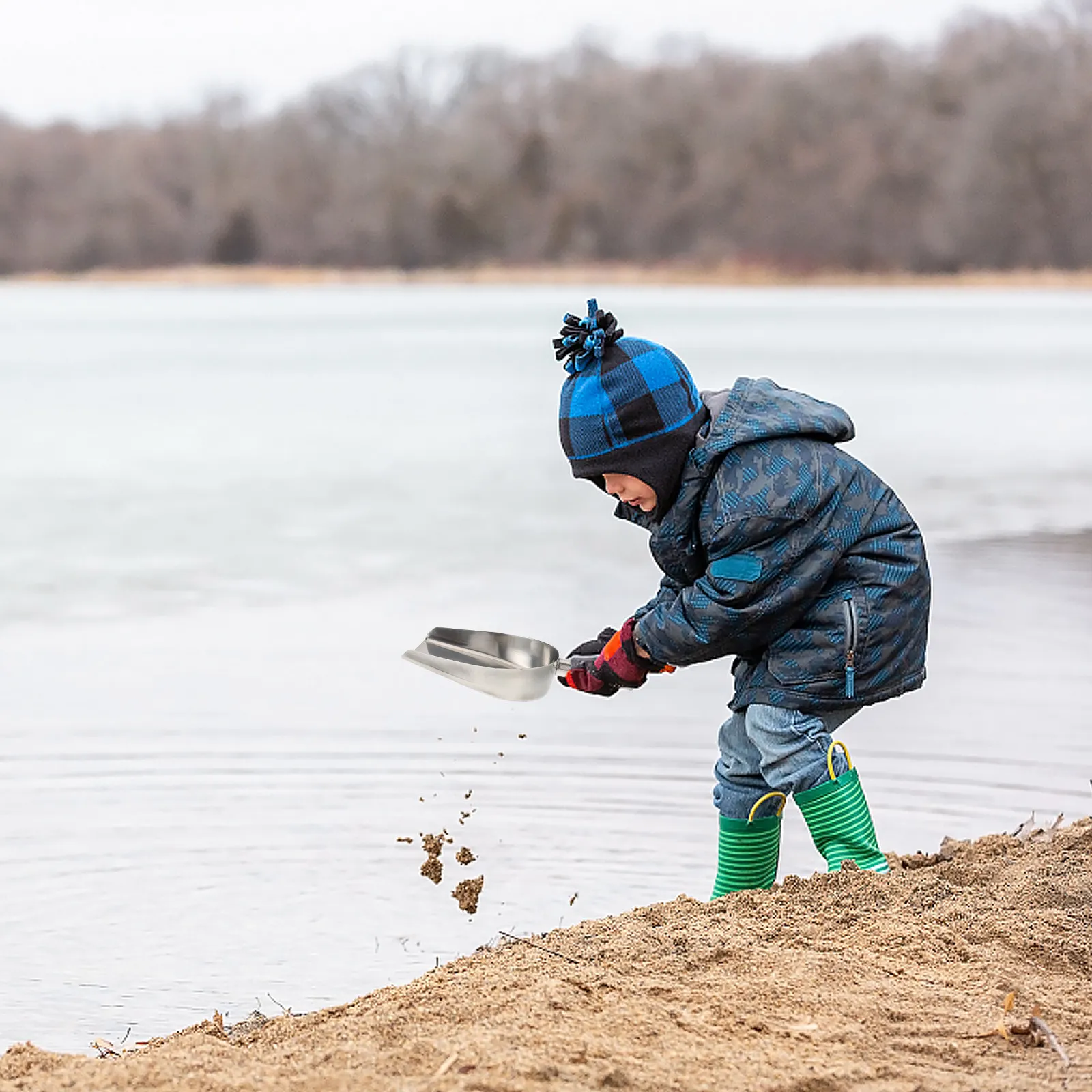 1 ud. Cuchara de acero inoxidable de base plana para alimentos, pala multiusos para hielo, ideal para cocina, bar, fiestas, tiendas de té con leche, arroz, cereales, harina.