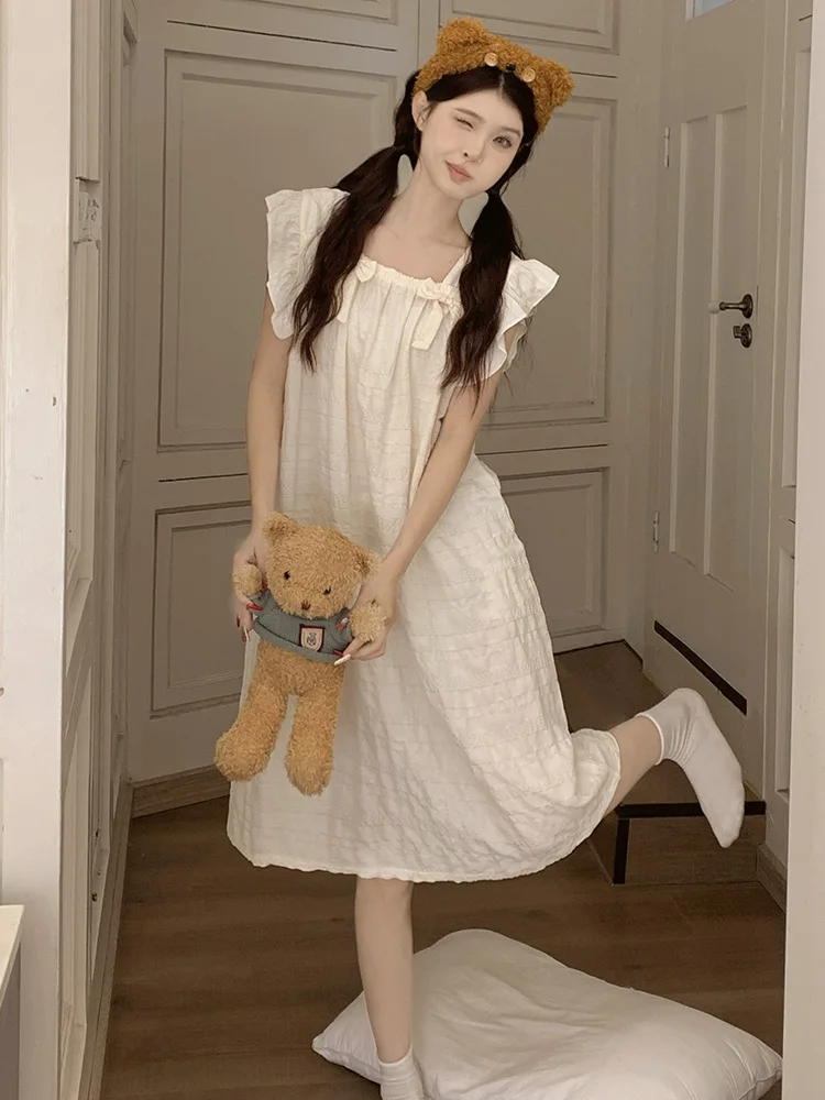 

Хлопковая летняя тонкая ночная рубашка Cloud Cotton, женский комплект одежды Dr Sweet Home, комплект одежды Sweet Home Scene Cloud Cotton Material