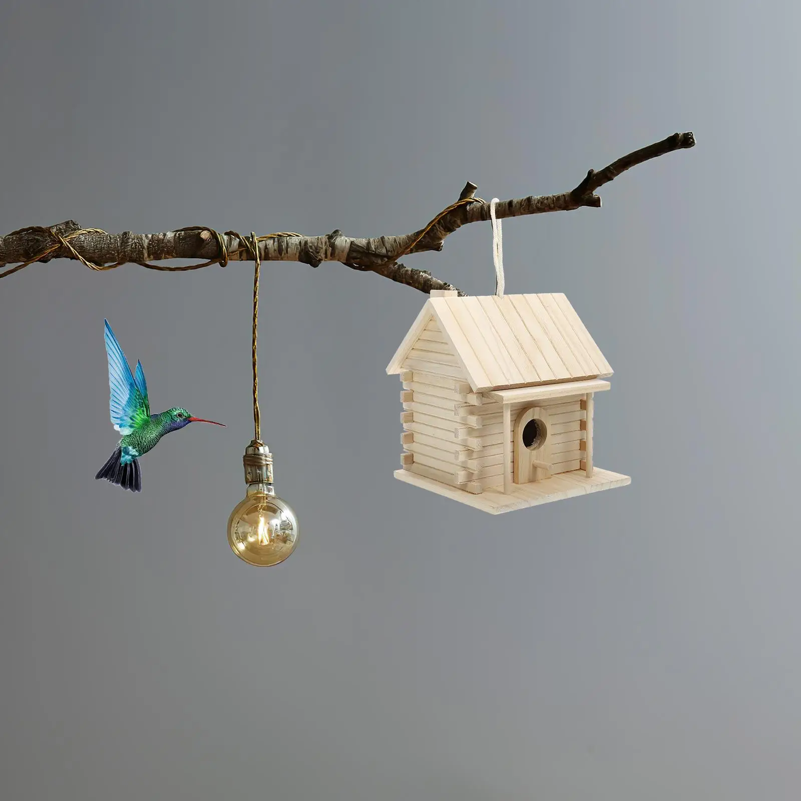 Birdcage outside Hanging Birdhouse Sleep Bed Finch Nest Parrot Nests for Cages Wooden Hummingbird Birds