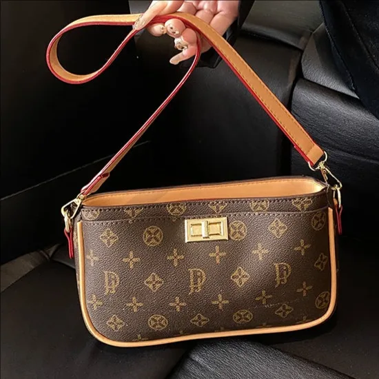 

Popular Retro Printed Shoulder Underarm Bag Women's 2025 New High-end Soft Leather Commuter Casual Messenger Bag