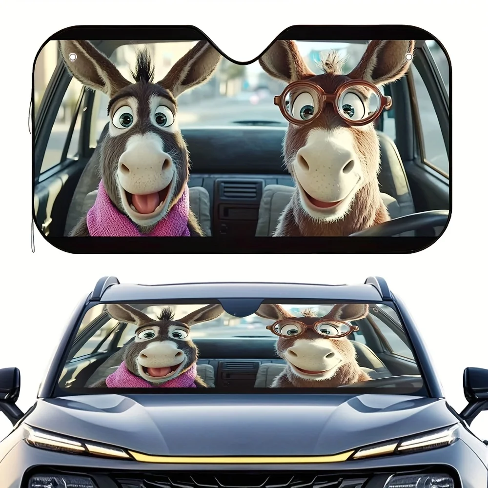 

1 шт. солнцезащитный козырек для автомобиля с милым осликом и 4 присосками — складной чехол на переднее лобовое стекло для автомобилей, внедорожников, грузовиков — уменьшение тепла и бликов