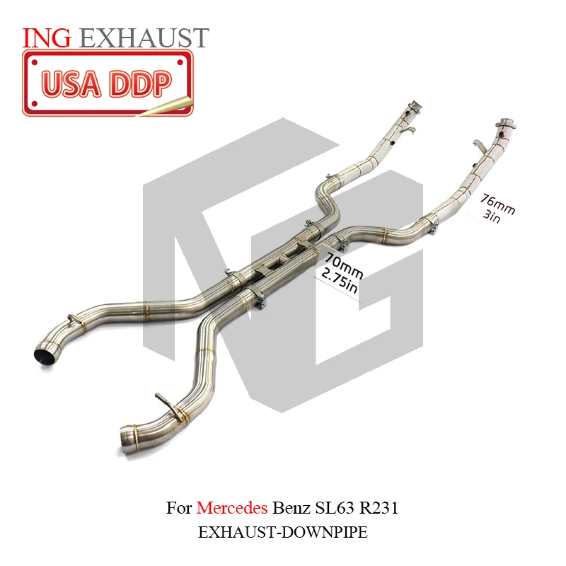 

ING Exhaust Header Downpipe for Mercedes Benz SL63 R231 With insulation Accessorie system