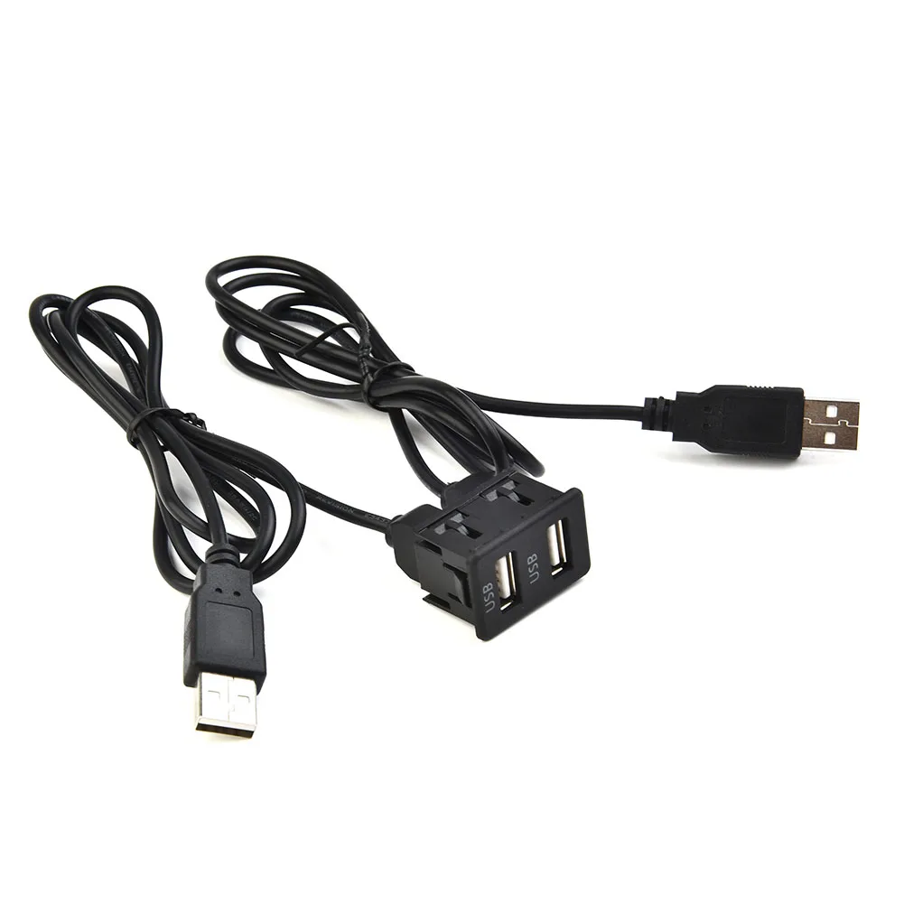 100CM Car Dash Flush Mount USB Port Panel Dual USB Extension Adapter Cable For Toyota Flush Mount The Socket To Your Dashboard
