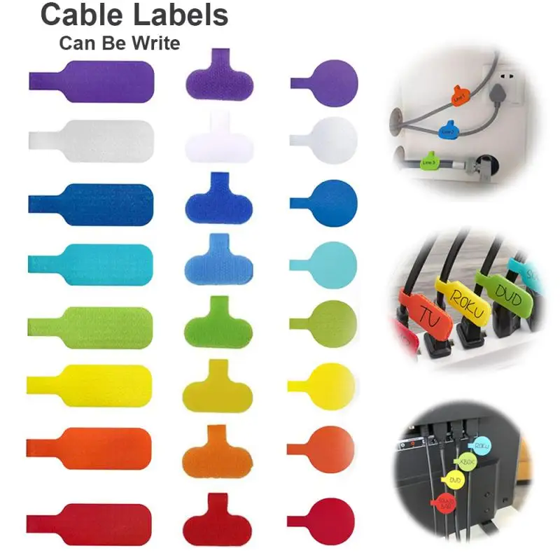 Color Cable Labels Cable Ties Writable Data Cables Wire Self Adhesive Stickers Reusable Wire Tags for Cord Management Organizer