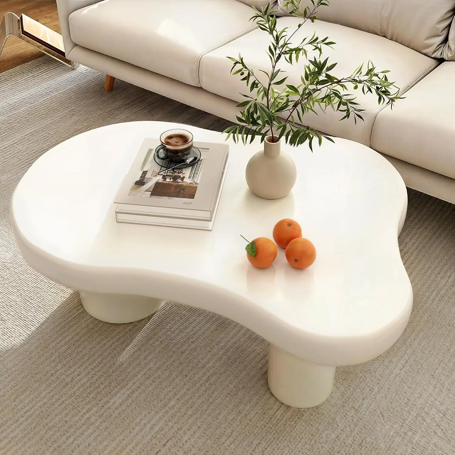

Coffee Table- Cloud Coffee Table, Unique Irregular Living Room Tables, Modern Cute Tea Tables with 3 Sturdy Legs for Apartment N