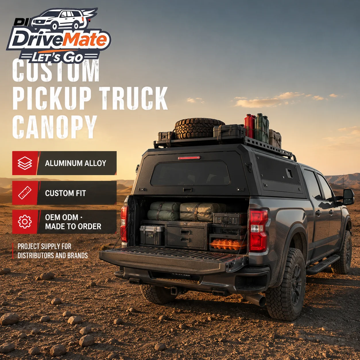 Bed cap Aluminum Truck Cap for GMC Sierra 1500/2500 Double Cab, Waterproof Truck Canopy for Backcountry Overland