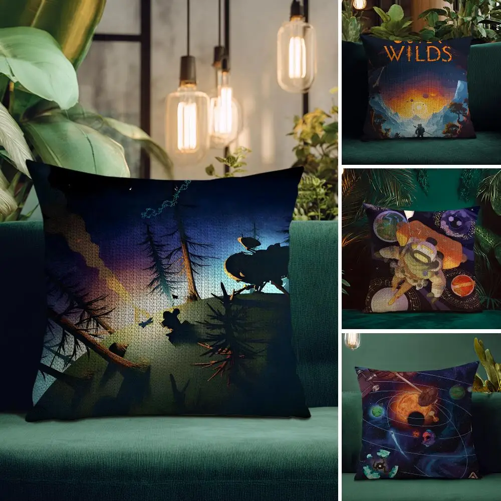 Video Game O-Outer Wilds Cushion Cover Organic Linen Square Pillow Case Durable Non-Allergenic And Kind To Skin