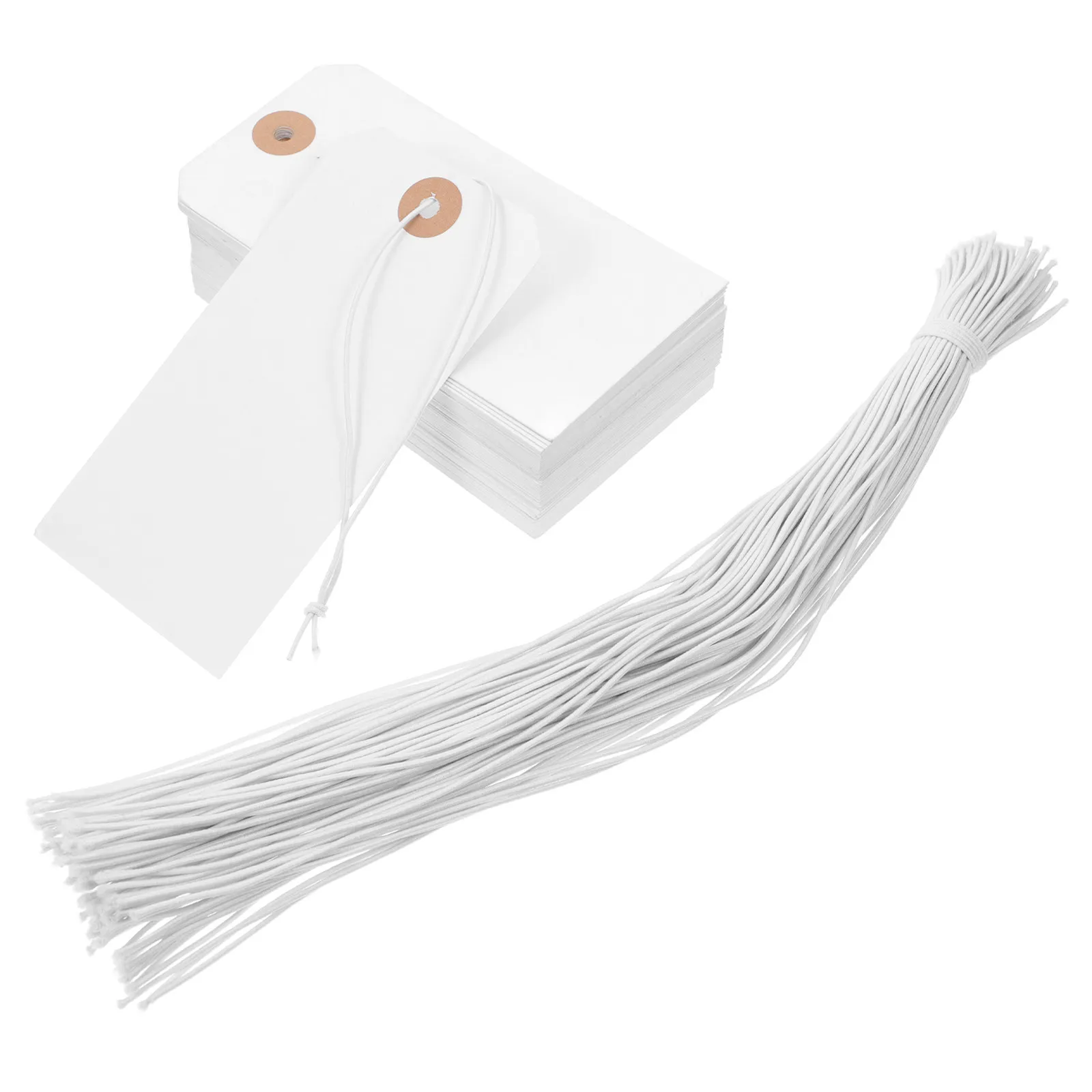 

100Pcs Blank Clothing Tags Paper Labels with Wire Ties for Apparel Shoes Bags Accessories Price Tagging Versatile Customizable