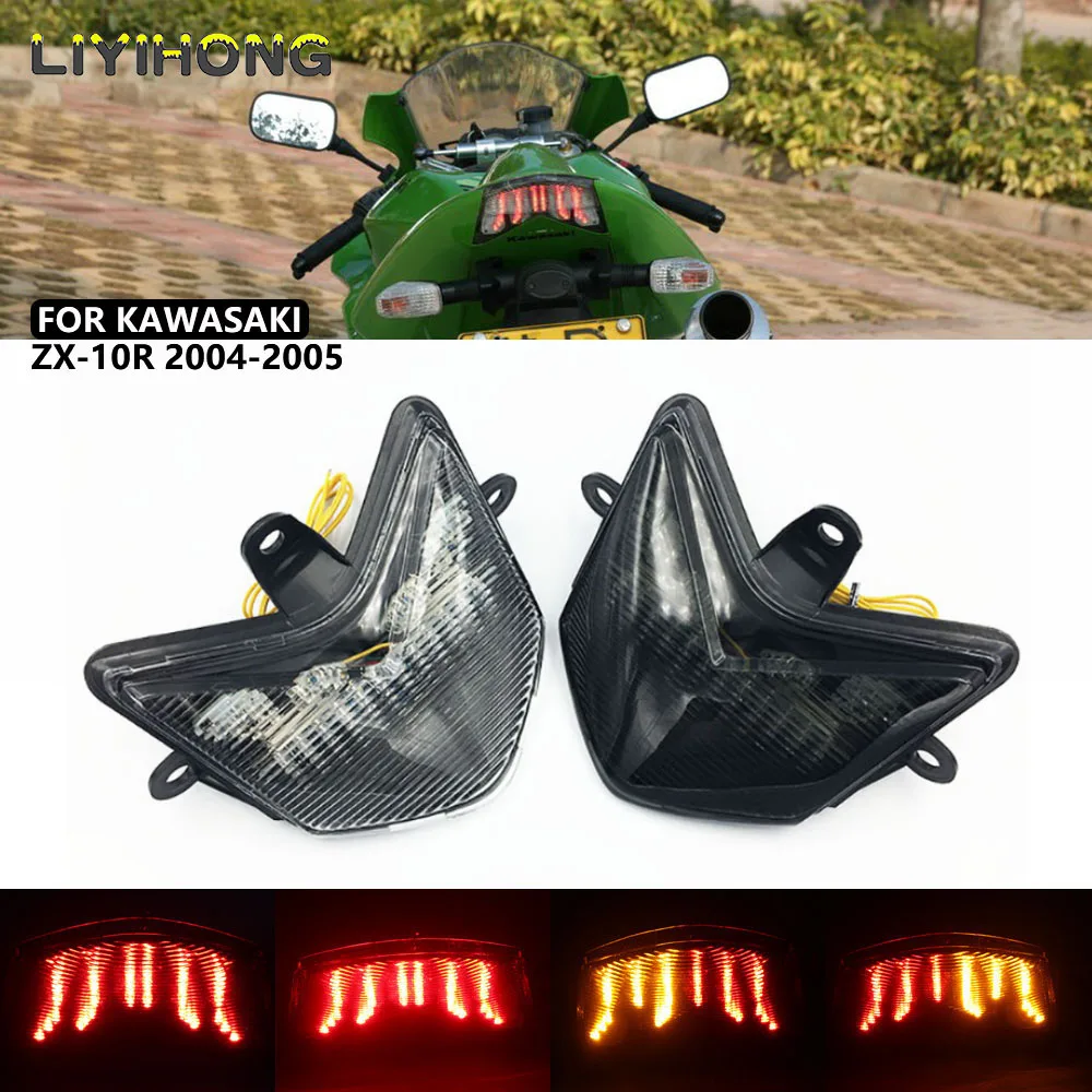 

For KAWASAKI ZX10R 2004 2005 ZX-10R ZX 10R Motorcycle Integrated LED Turn Signals Taillight Rear Brake Tail Light Lamp