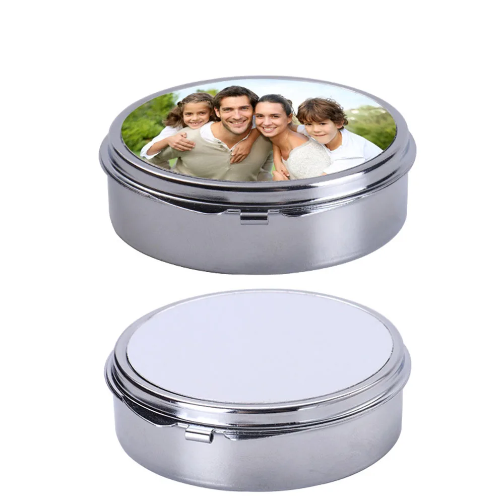 1Pc Sublimation Blank Metal Pill Box Jewelry Box Heat Transfer Printing Stainless Blanks Materials 62x67x18mm