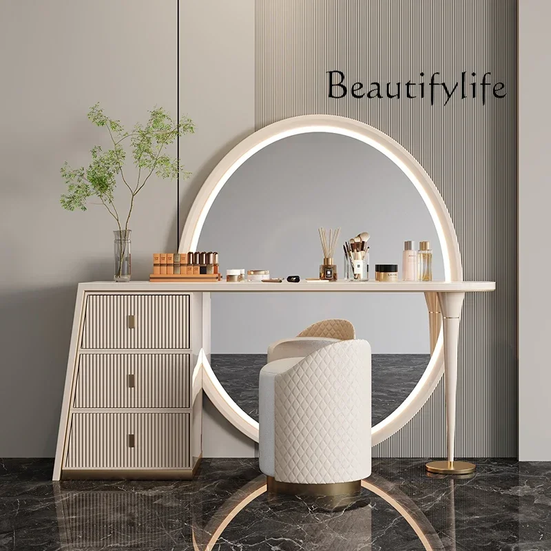 New Italian Dressing Table Floor Mirror Integrated Affordable Luxury Style Bedroom Advanced Makeup Table Locker