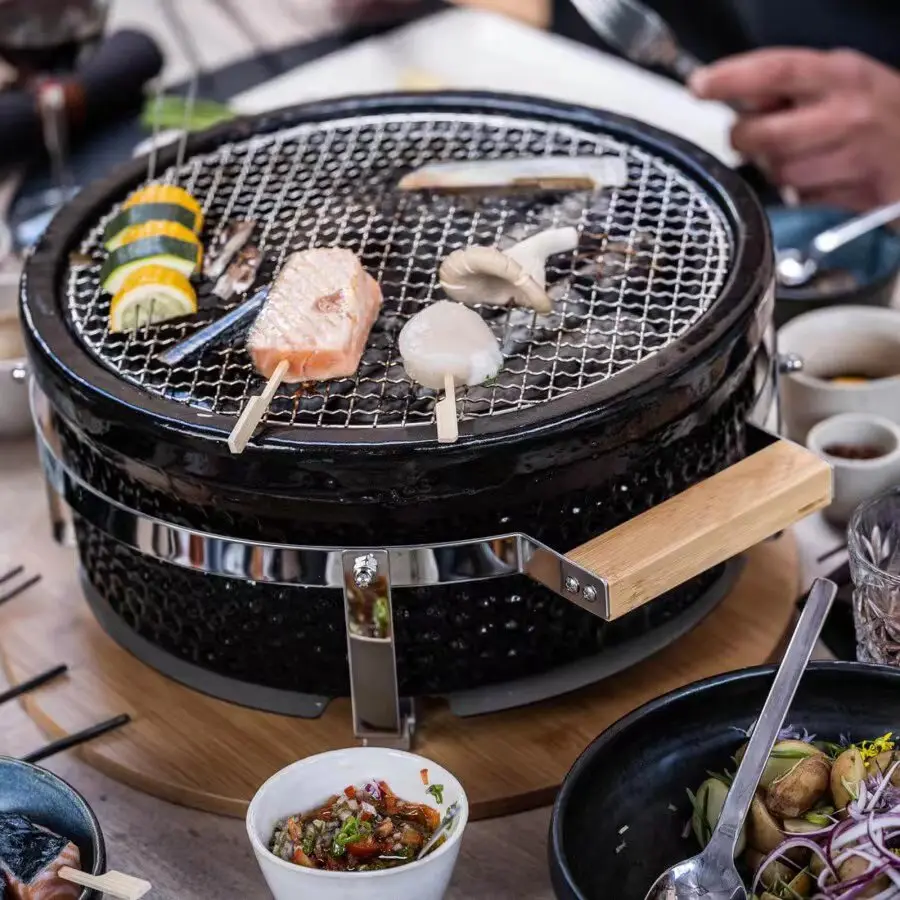 Japan Original Tabletop Mini BBQ Grill Portable Easy Assembled Charcoal Round Bbq Grill Ceramic Barbecue Grill