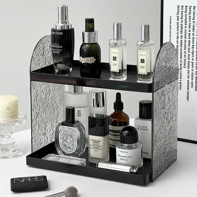 Glacier Style Double-layer Shelf Desktop Perfume Skincare Storage Display Shelf Household Bathroom PP Storage Rack Holder ZE270