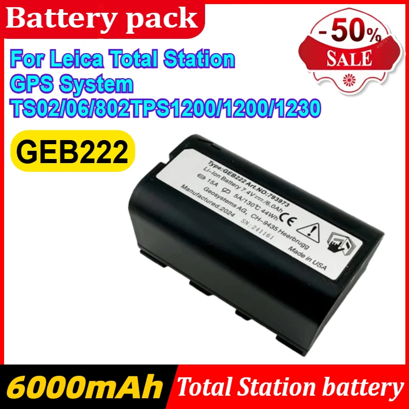 

GEB222 Lithium Battery for Leica Total Station GPS System ATX1200 1230 Piper 100 200 Lases 7.4V 6000mAh Battery