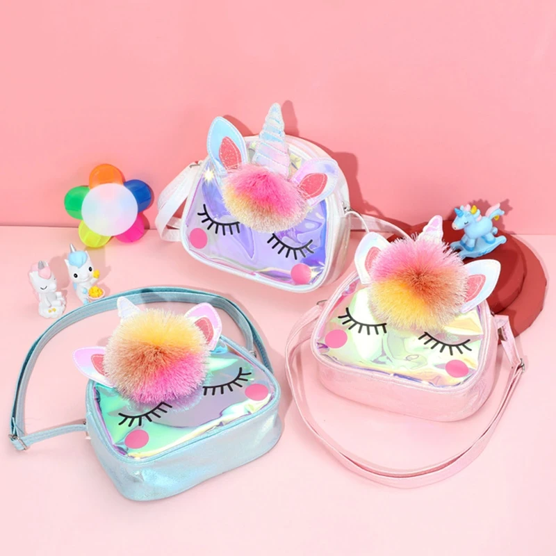 Unicorn Shoulder Purse Colorful Jelly Bag Kids Rainbow Crossbody Bags Children Handbags Mini Totes Clutch Girls Shiny Handbag