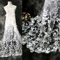 Black and white lady butterfly 3D butterfly water soluble embroidery lace mesh applique wedding dress designer