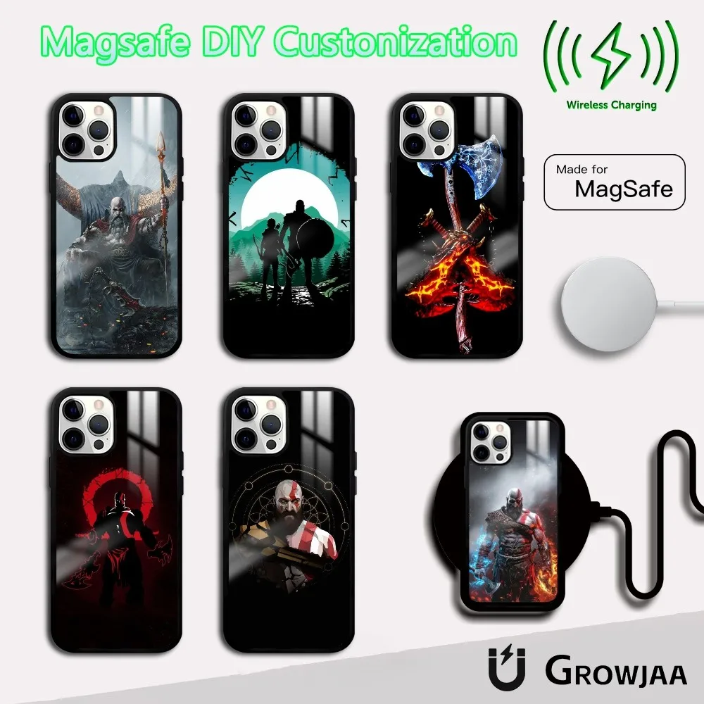 

Game G-God of War Phone Case For iPhone 16 15 14 13 12 11 Pro Max Plus Mini Magsafe Mirror Wireless Magnetic Cover