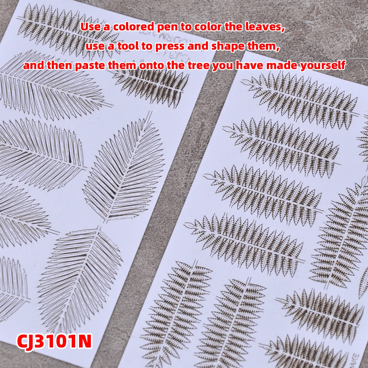 Miniatur-Pflanzenmodelle im Maßstab 1/35 und 1/48: Monstera-Blätter, Wilde Taro-Blätter, Cycad-Blätter für Sandtisch-Dioramen – Detail 7