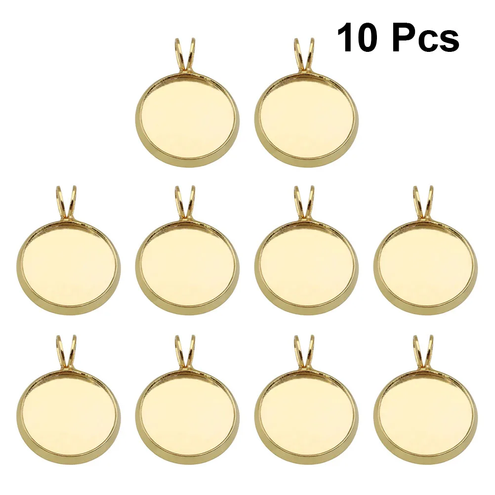 

10 PCS Retro Pendant Tray Jewelry Making Bezel Copper Plating Round Trays Pearl