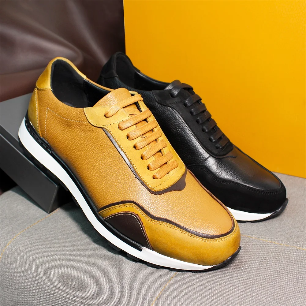 

New Men's Casual Leather Shoes Lace-up Luxury Handmade Brown Men's Shoes Comfortable Outdoor Date Formal Men's Shoes