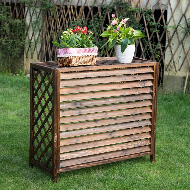 

Balcony Air Conditioning External Machine Flower Rack Grid Shelf Anti-corrosion Wood Louver Air Conditioning External Machine