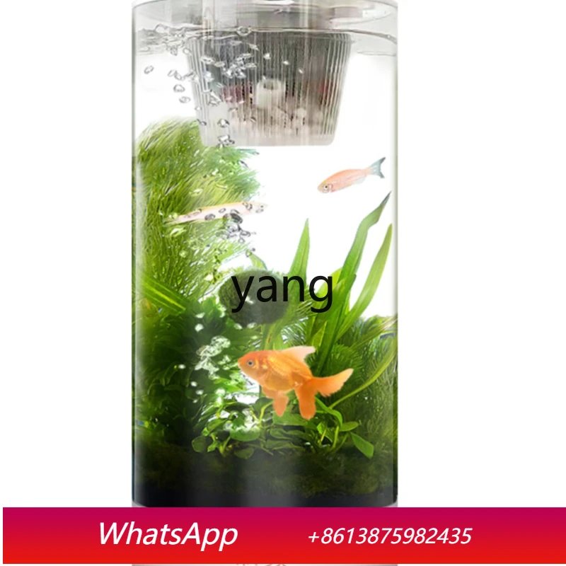 LMM Change Water Acrylic Cylinder up and down Ductless Filter Aerating Desktop Energy-Saving Small Transparent Fish Tank