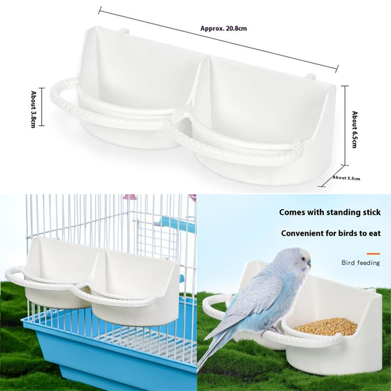 2 قطعة وحدة تغذية الطيور بشبكة مزدوجة مع سعة كبيرة حوض المياه معلق قفص العصافير مستلزمات الطعام والمياه للطيور