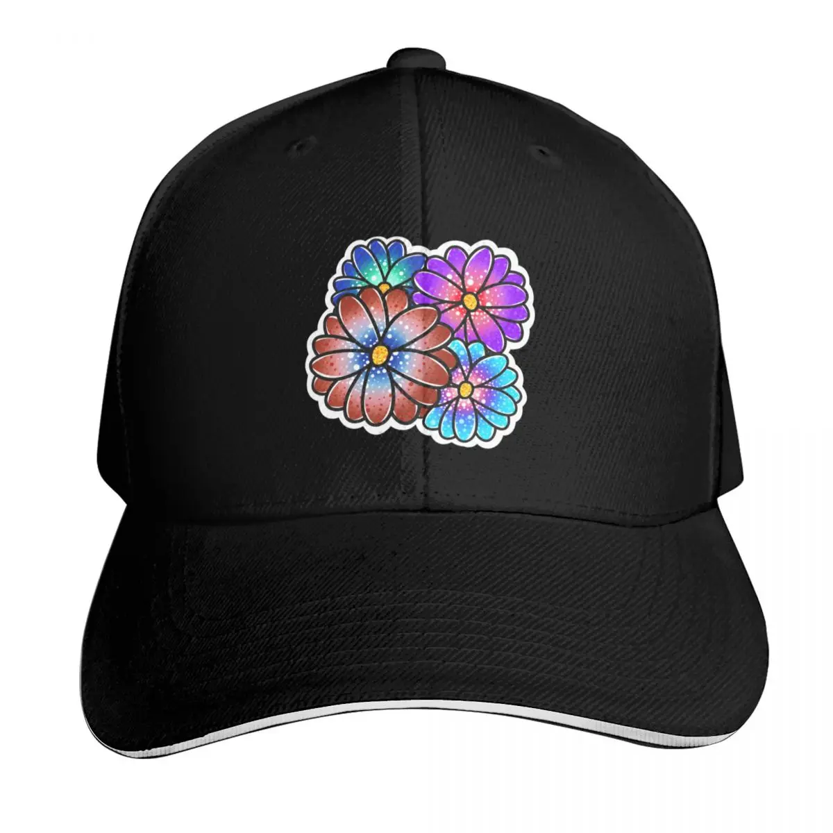 Magic Flowers Baseball Cap Contrast Two Tone Brim Snapback Flat Bill Strapback Dad Hat