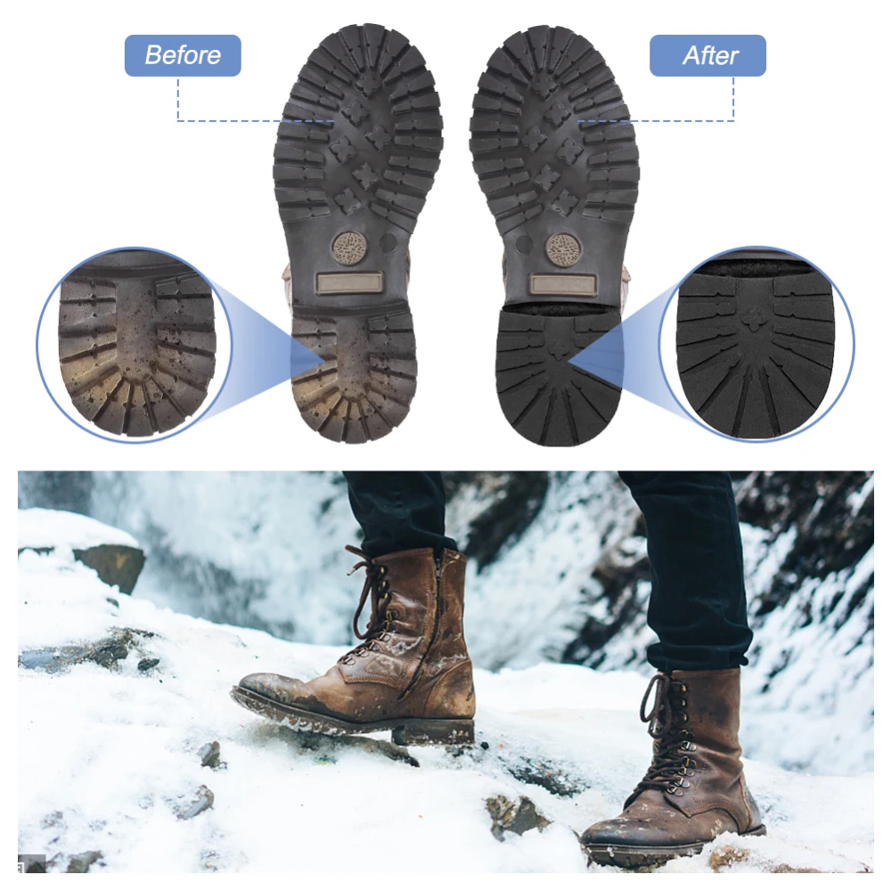 1 pc Anti Skid Rubber Shoes Bottom Heel Sole Wear Resistant Raised Grain Repair Sole Pad for Boot Leather Shoes Black 165x73x6mm