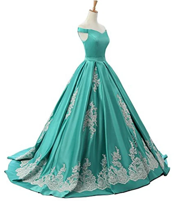 Popular Green Vestidos De 15 Anos Elegant Off The Shoulder Vestidos De Quinceanera Dress Pretty Applique Party Gown Customized