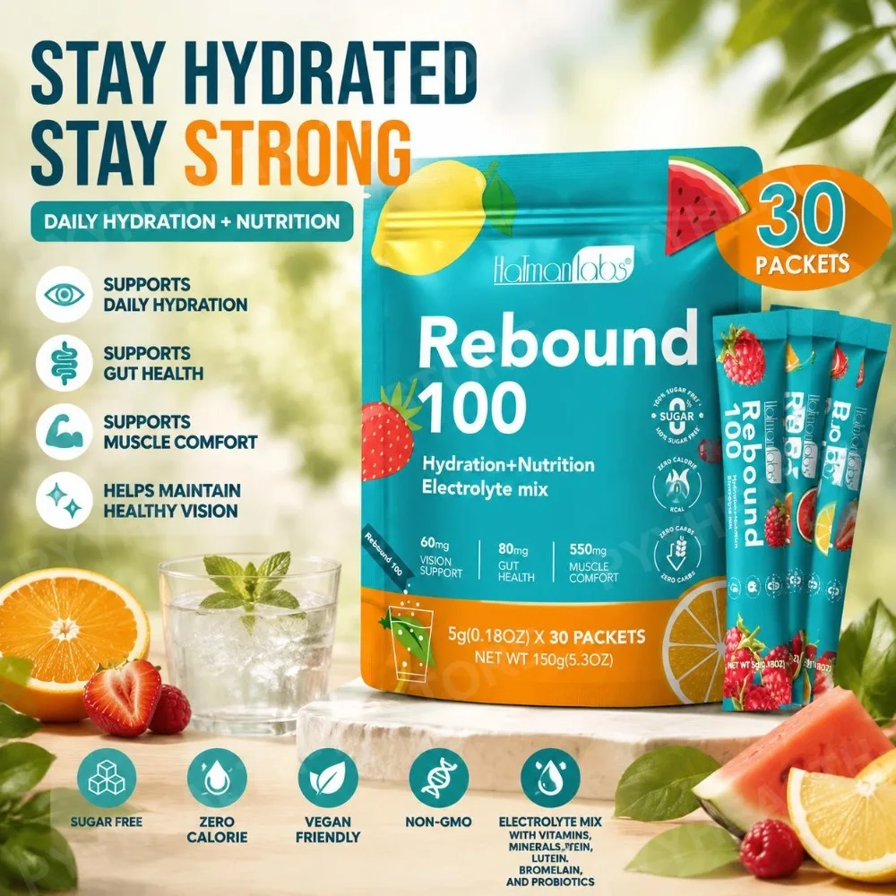 Electrolyte Mix for Workout Hydration & Muscle Comfort with Potassium Magnesium Vitamin C Probiotics, 30 Sugar-Free Packets