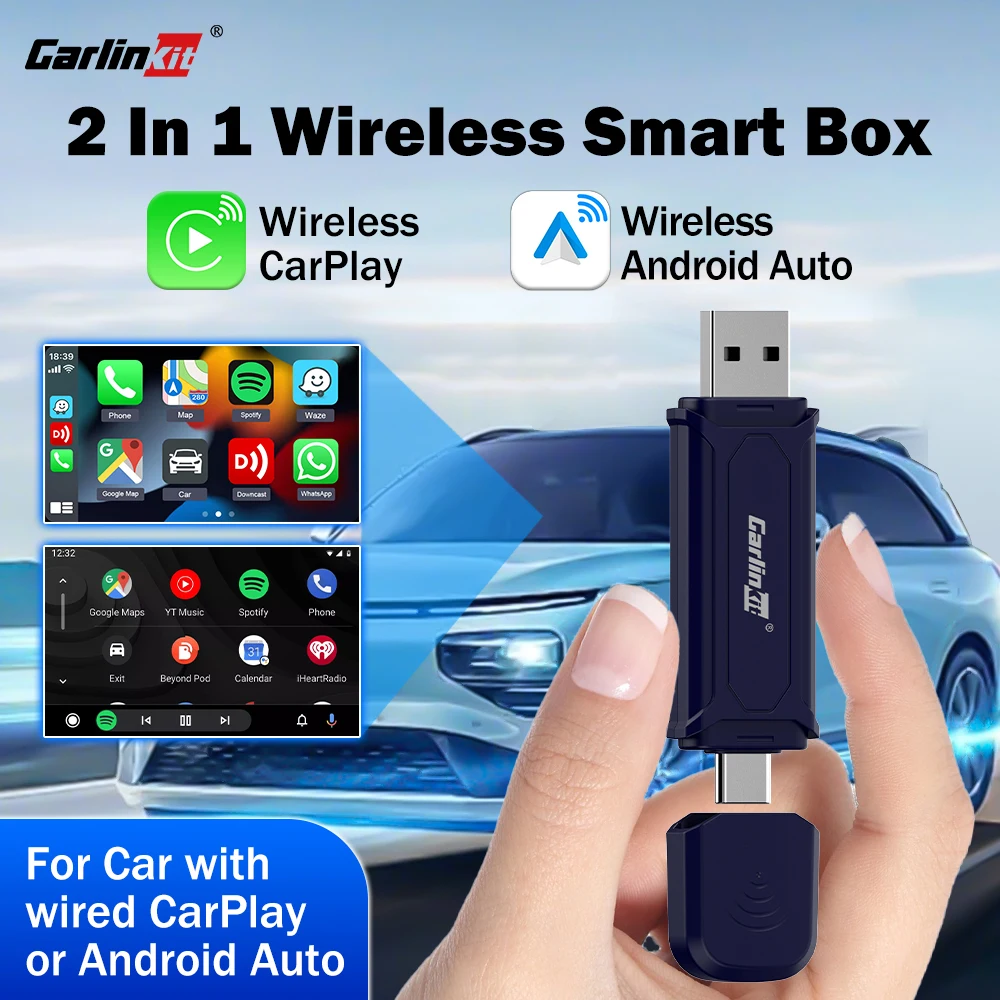 CarlinKit 5.0 Mini 5 Pro Wireless CarPlay Dongle Wireless Android Auto Adapter AI Smart Box Online Upgrade Wireless Auto Connect